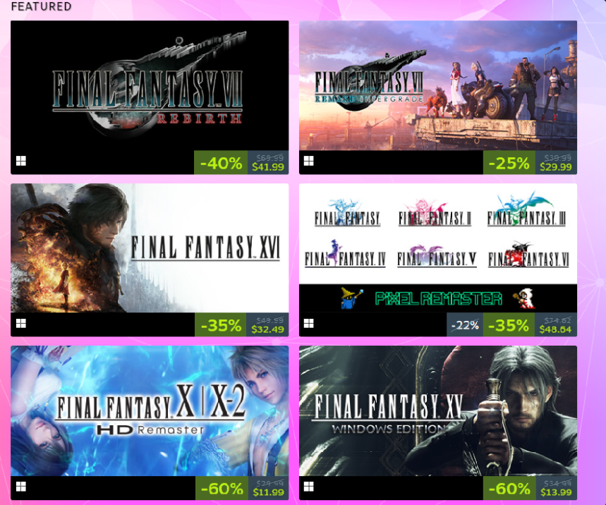 final fantasy steam sale 2025